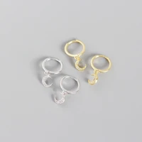 kpop 100 s925 sterling silver geometric round circle earrings women zircon moon stud earrings party jewelry xmas gift
