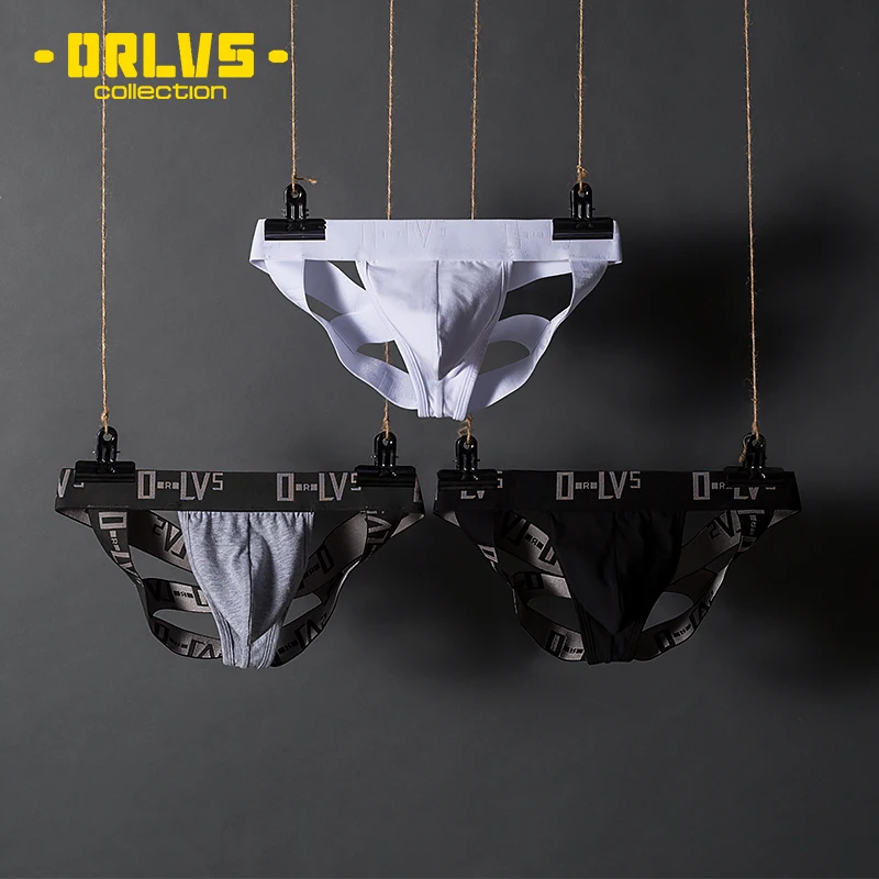 Мужские трусы джоки с перекрестными лямками черные дышащие стринги бандаж