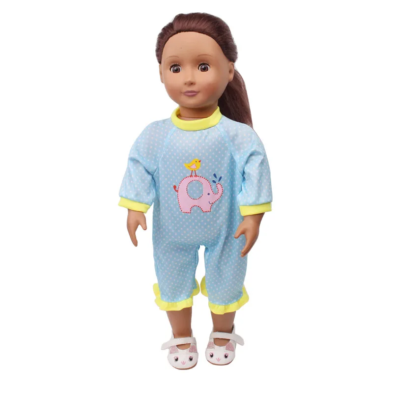 18 дюймов американская Кукла Одежда для девочек милый синий комбинезон Одежда для новорожденных Одежда для дома детские игрушки аксессуары ...