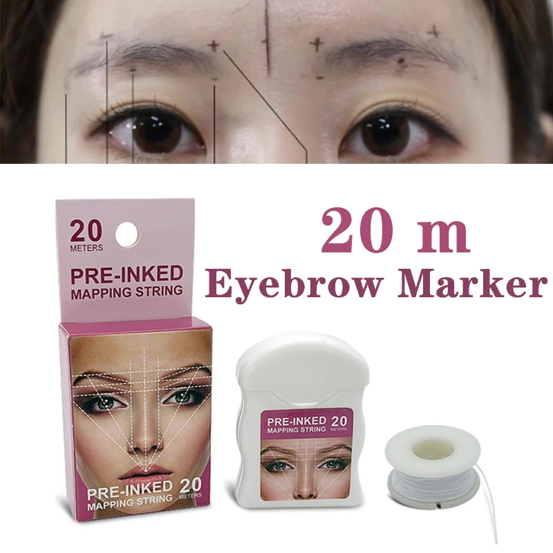 

20 м микроблейдинг, веревочка для сопоставления, предварительно вставленная, для бровей, маркер, нить, перманентные брови, точка, белая верев...