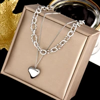 stainless steel love double necklaces new fashion titanium steel pendant simple beautiful gift womens jewelry does not fade