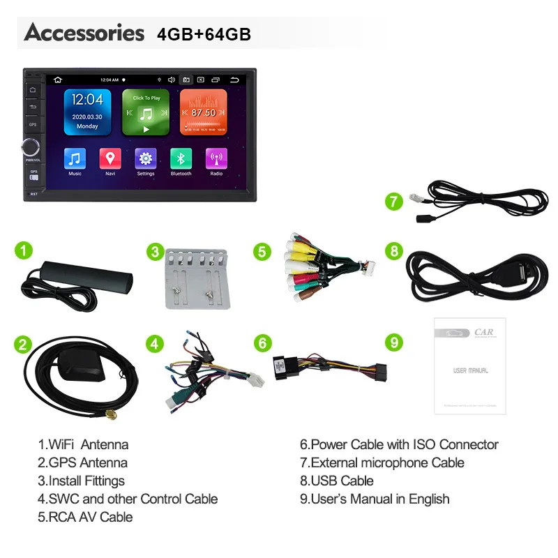 Автомагнитола Eunavi 2 Din 7 дюймов Android мультимедийный плеер универсальная