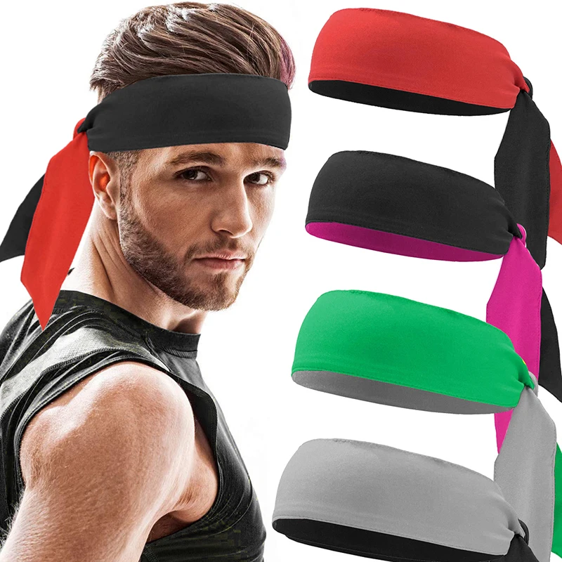 3 pcs Sports Head Tie Headband Men Women Contrast Color Sweatband Head Ties for Running Working Out Tennis Karate Athletics