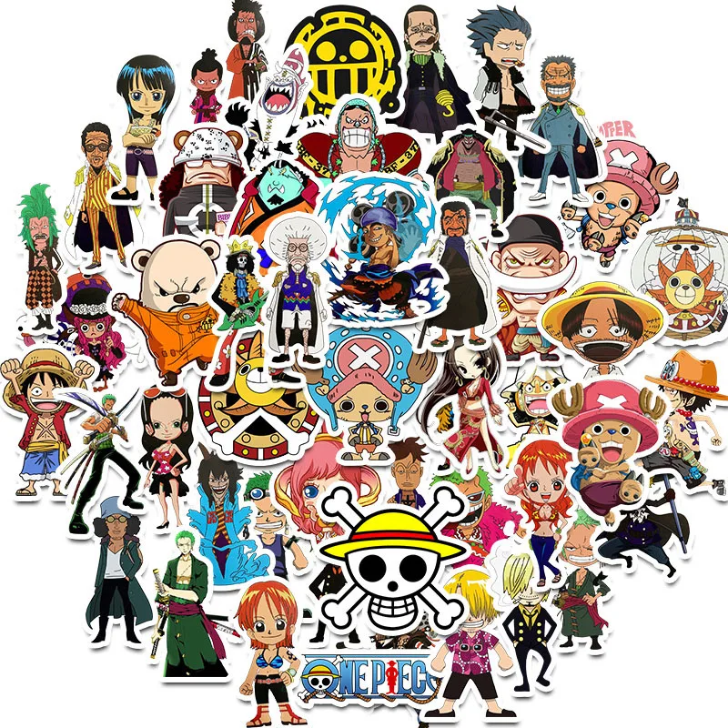 

50Pcs One Piece Anime Stickers Skateboard Laptop Cartoon Pvc Waterproof Sticker Toy Graffiti Decals Children Christmas Gift New