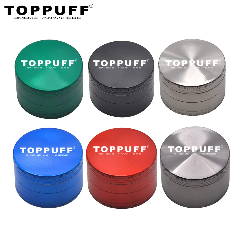 

TOPPUFF Zinc Alloy Herb Grinder With Pollen Catcher 63MM 4 Piece Tobacco Herb Crusher Smoking Accessories