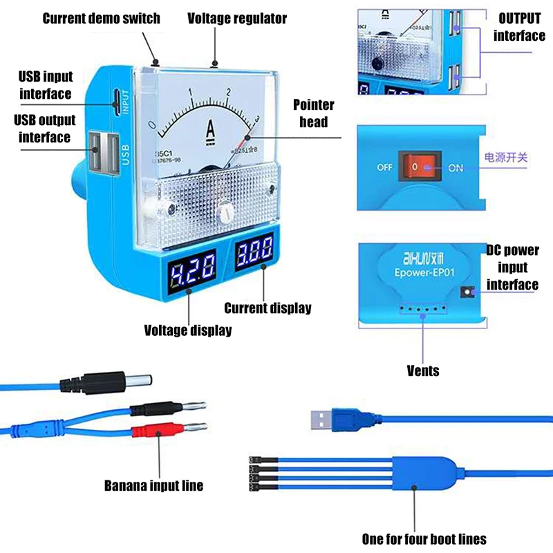 Интеллектуальный измеритель мощности JC Epower EP01, 3 А, 15 В постоянного тока, защита от короткого замыкания, для ремонта материнской платы мобиль... (art.: 3a38fd6bcb8) - 3a38fd6bcb8