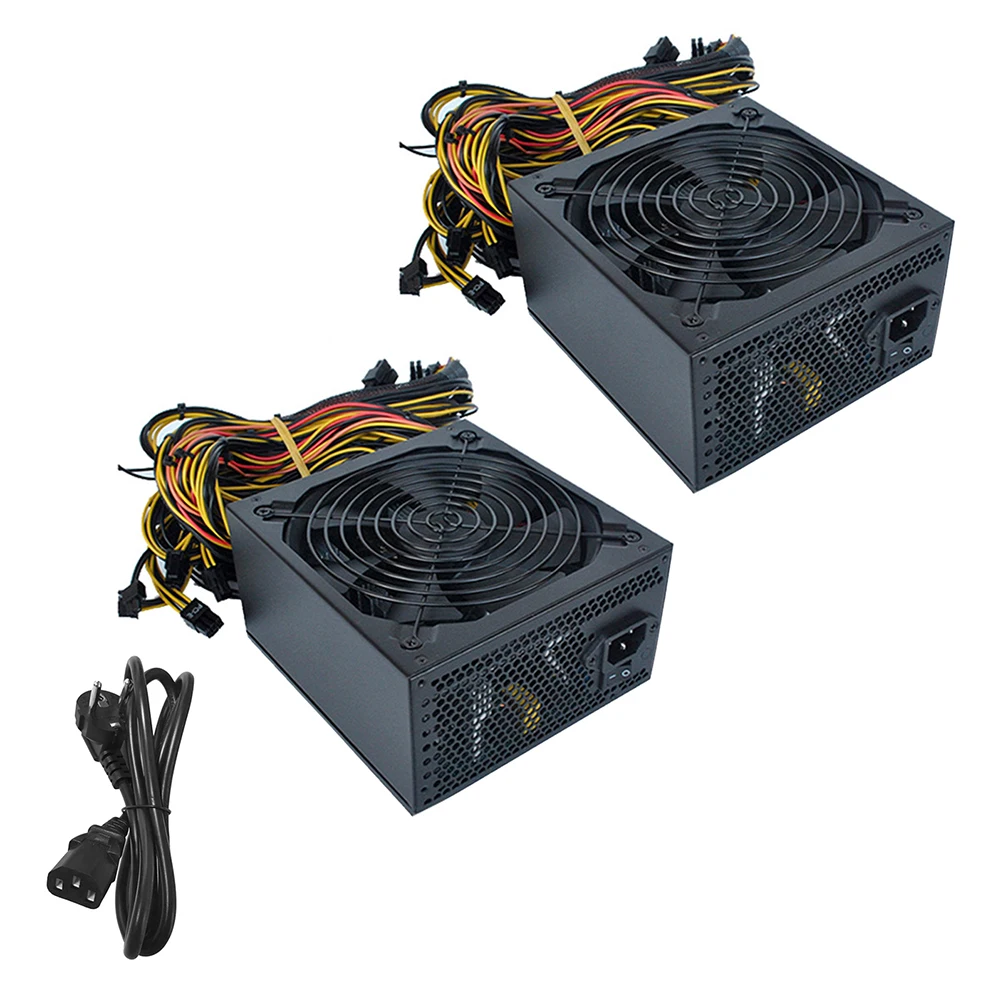 

Блок питания для майнинга биткоинов 2000 Вт 220 В ATX ETH КПД поддерживает 8 графических карт GPU для машины для майнинга биткоинов BTC