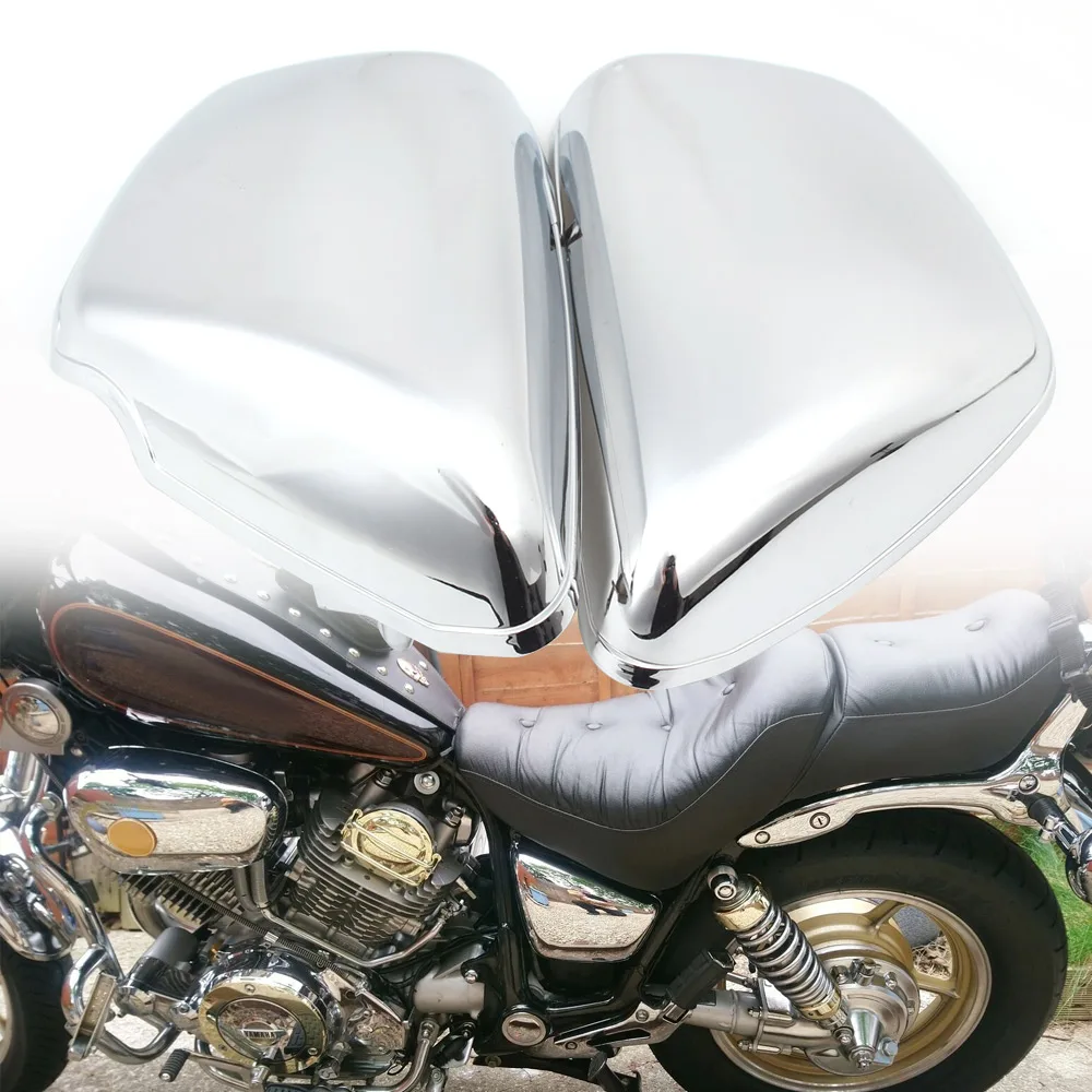 Cubierta lateral de batería cromada para motocicleta, cubierta protectora de batería izquierda y derecha, compatible con Yamaha XV 700, 750, 1000, 1100, Virago 1984-Up