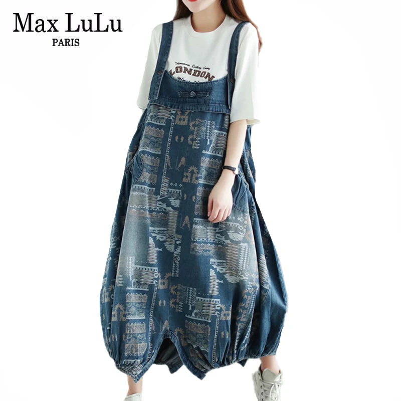 Платье Max LuLu женское джинсовое с принтом модная Роскошная Одежда в Корейском