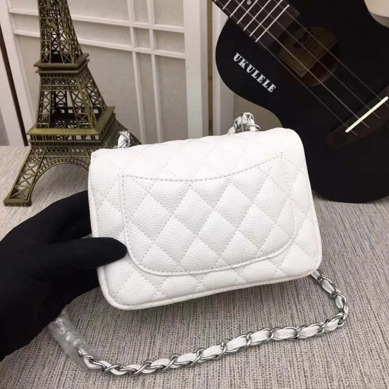 White silver chain Новая роскошная женская сумка Классическая Ограниченная серия Высококачественная модная сумка на плечо - Цвет: White silver chain