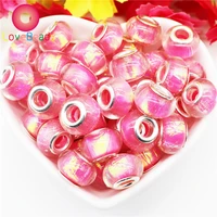 10pcs big hole round spacer resin color beads silver plated fit pandora charms bracelet bangle women girls for jewelry making