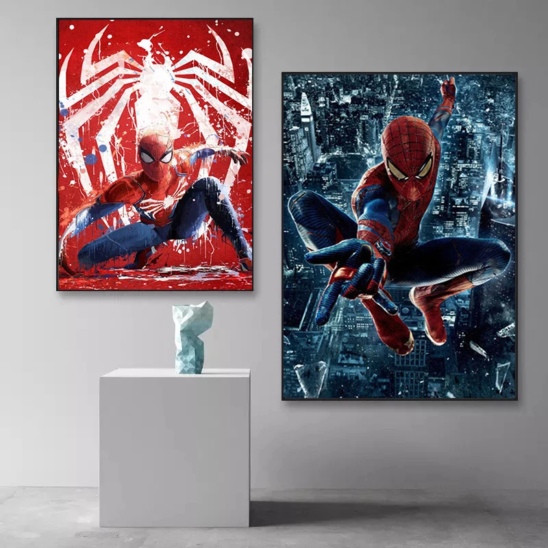 Постеры и принты по мотивам фильма Marvel Человек паук холст с супергероями
