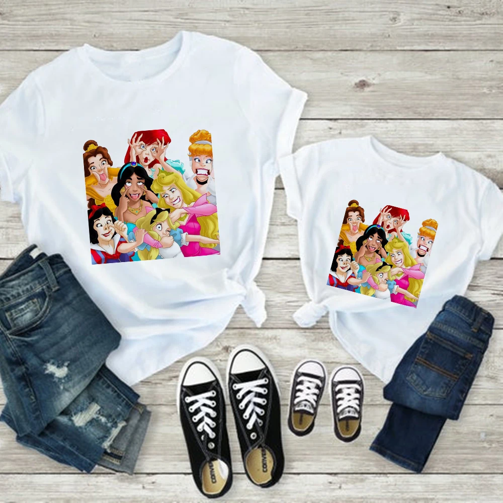 

1pcs Mommy And His Son's Daughter T-shirt Animation Printing Matching T-shirt Mom And My Top Fashion Kids Family Look Outfits