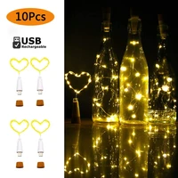usb rechargeable 2m 20leds wine bottle cork lights copper wire string starry led light garland for diypartychristmaswedding