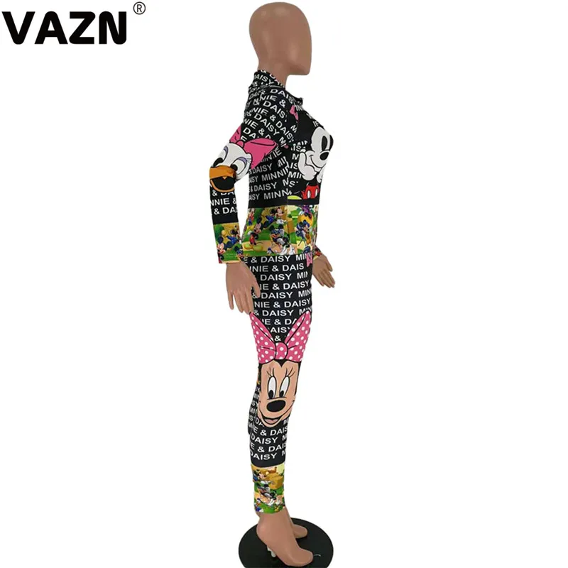VAZN HM6162 велосипед модный дизайн письмо Pant2019 сексуальный женский комбинезон с принтом О-образным вырезом с длинным рукавом облегающий спортивный костюм длинный комбинезон
