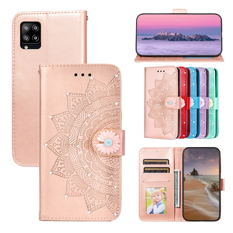 

Suitable girl Magnetic Flip Leather Case for Samsung Galaxy A42 A12 A32 A52 A72 A90 5G With Diomand Wallet Card Solt Cover