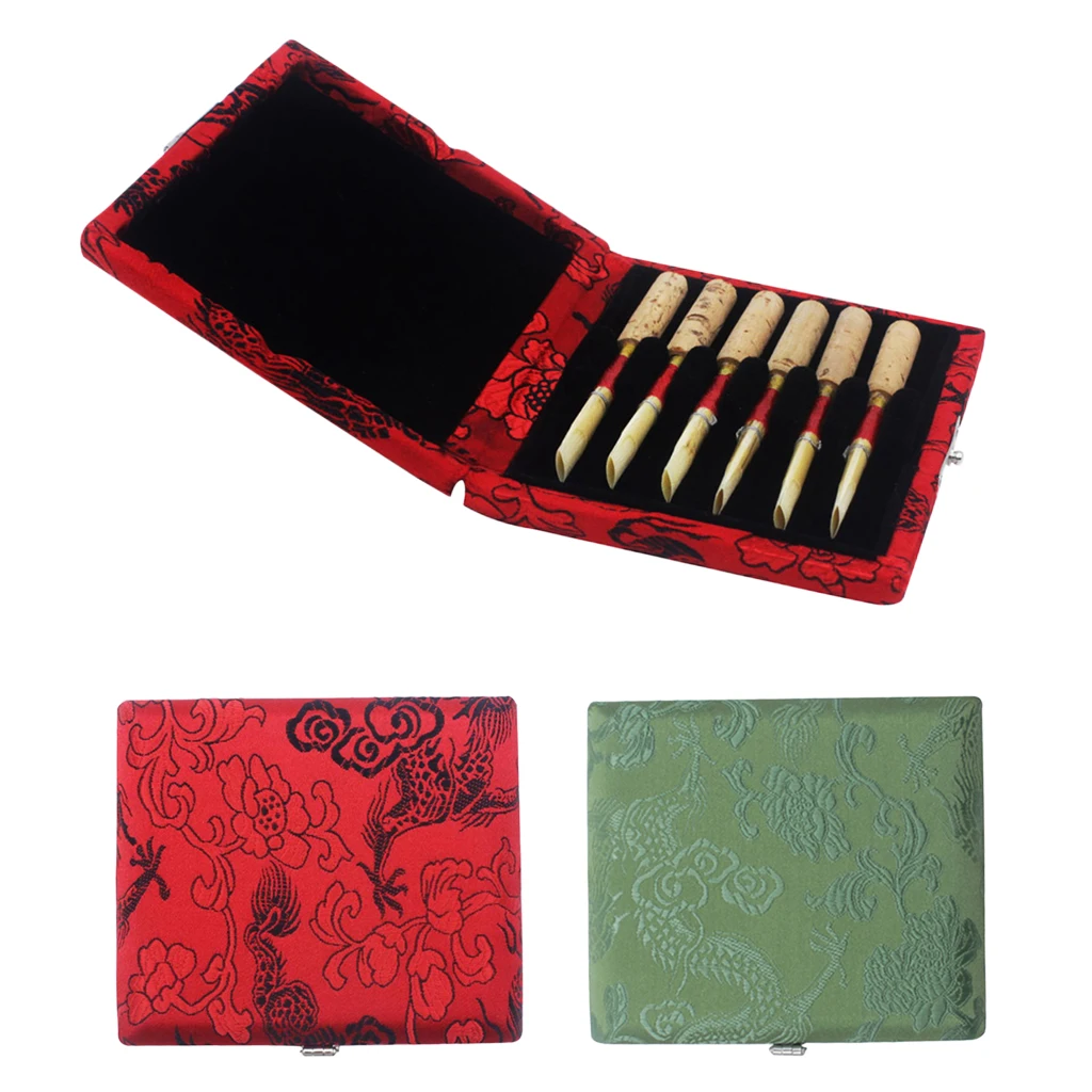 Зеленый Деревянный Oboe Reed Box Case Hold 6 шт Запчасти для музыкальных