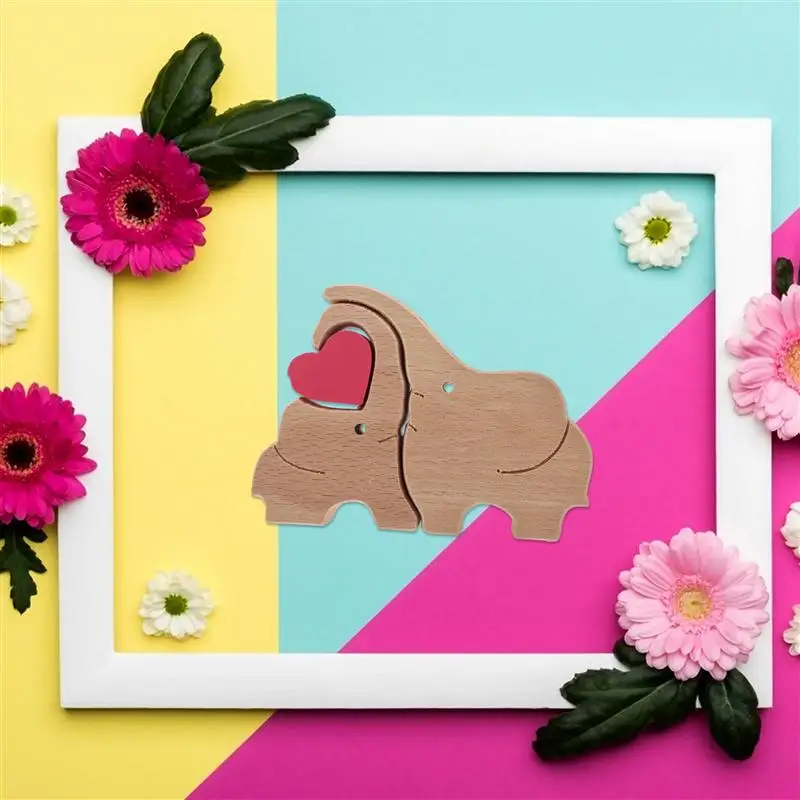 

1 Set Mother's Day Desktop Adornments Wood Animal Figurine Ornament Gift