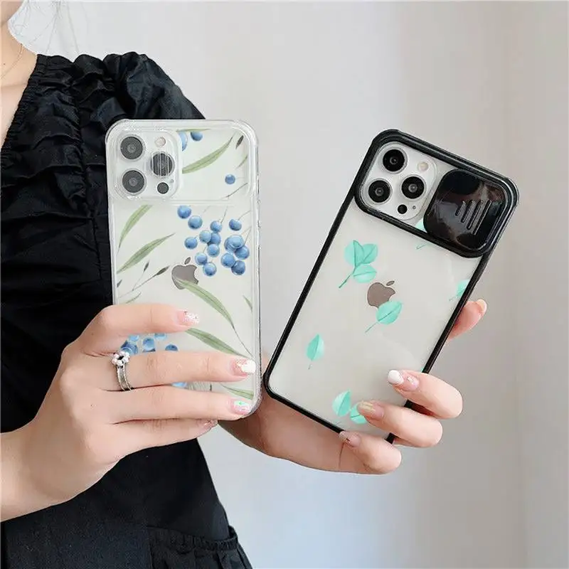 

Watercolor plants with flowers Phone Case For iPhone 7 8 11 12 X XS XR MINI Pro Max Plus Slide Camera Lens Protection
