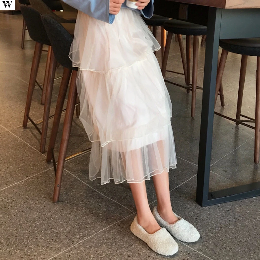 Фото Длинные фатиновые юбки для женщин 2020 летняя эластичная сетчатая юбка-пачка с