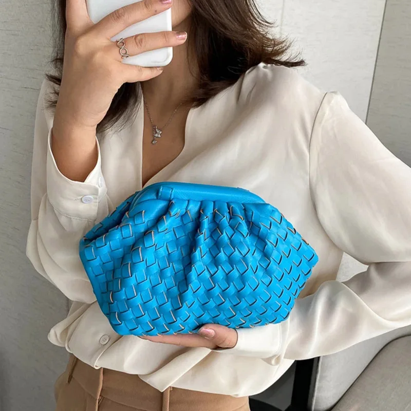 

Weave PU Leather Crossbody Bags For Women 2021 Solid Color Shoulder Bag Branded Female Handbags And Purses Lady Totes Bag Clutch
