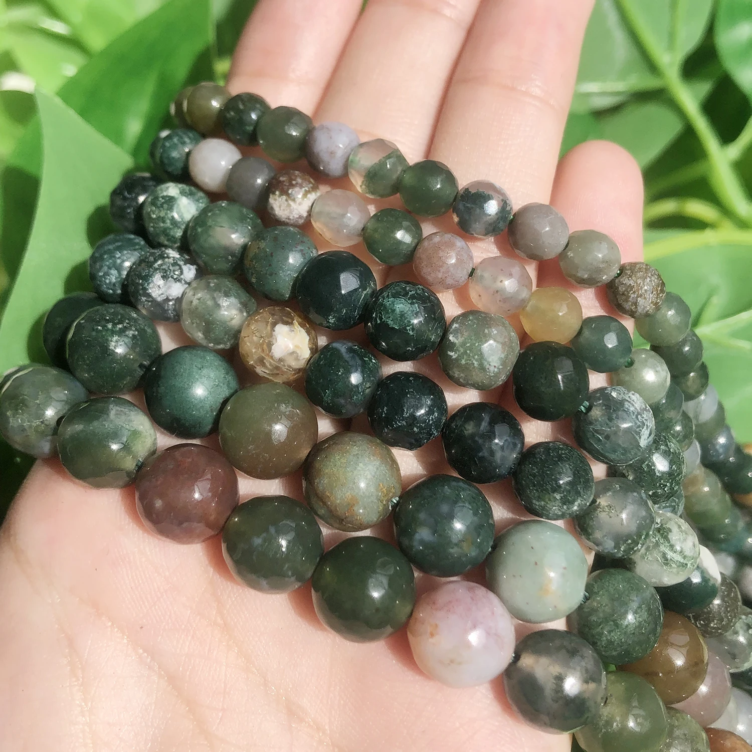 Бусы из камня Агата круглые бусины-разделители с естественными гранями