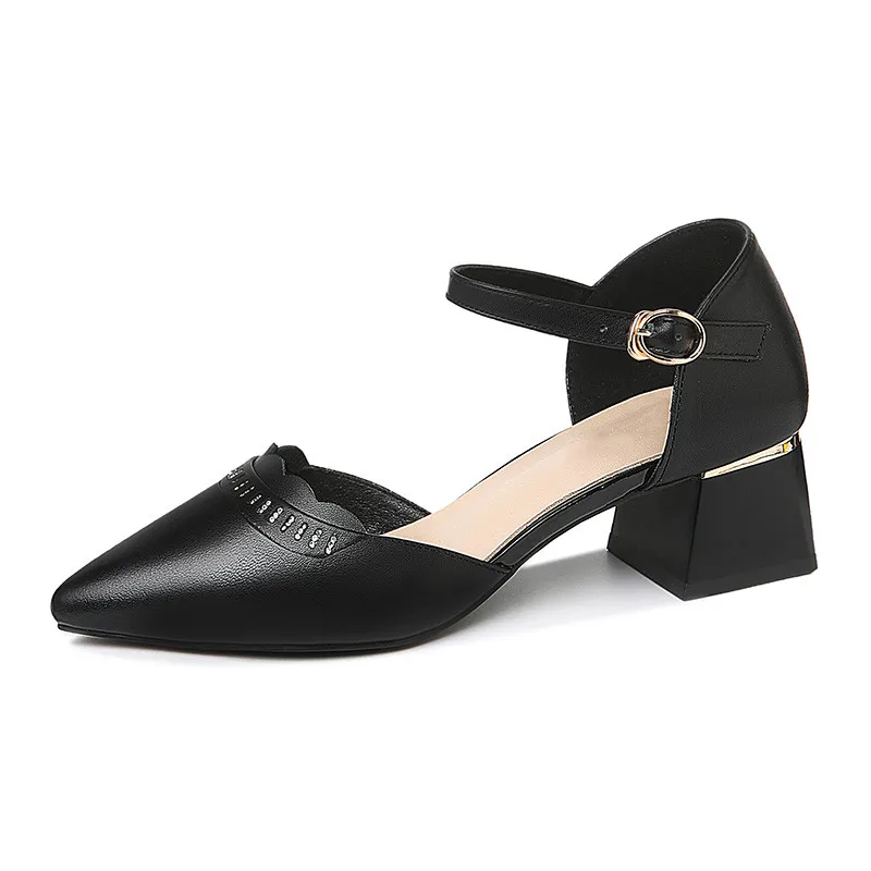 

New Summer Autumn Women's Sandals Fashion Breathable Women's Shoes Solid Color Zapatos De Mujer Pointed Chunky Heel Sandals %