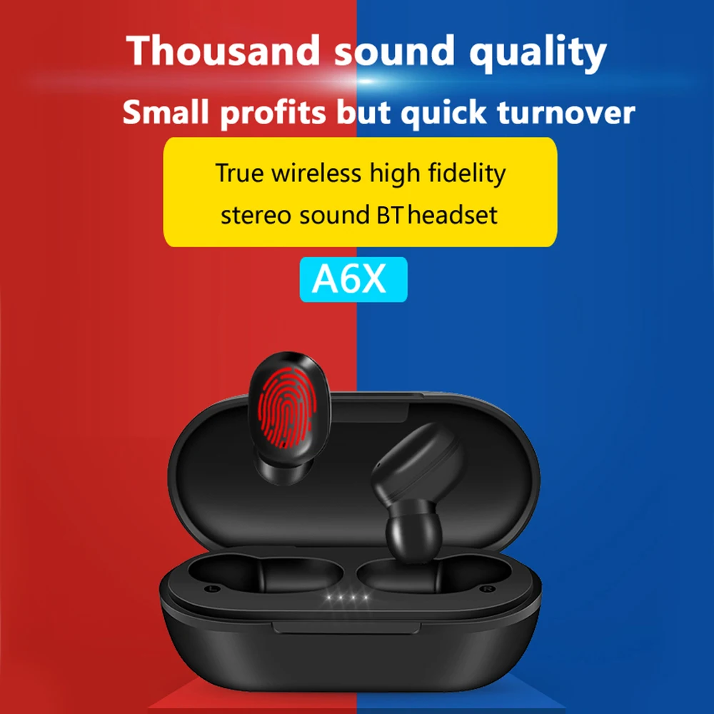 Наушники A6X Mini TWS беспроводные наушники BT5.0 Спортивная стереогарнитура высокой