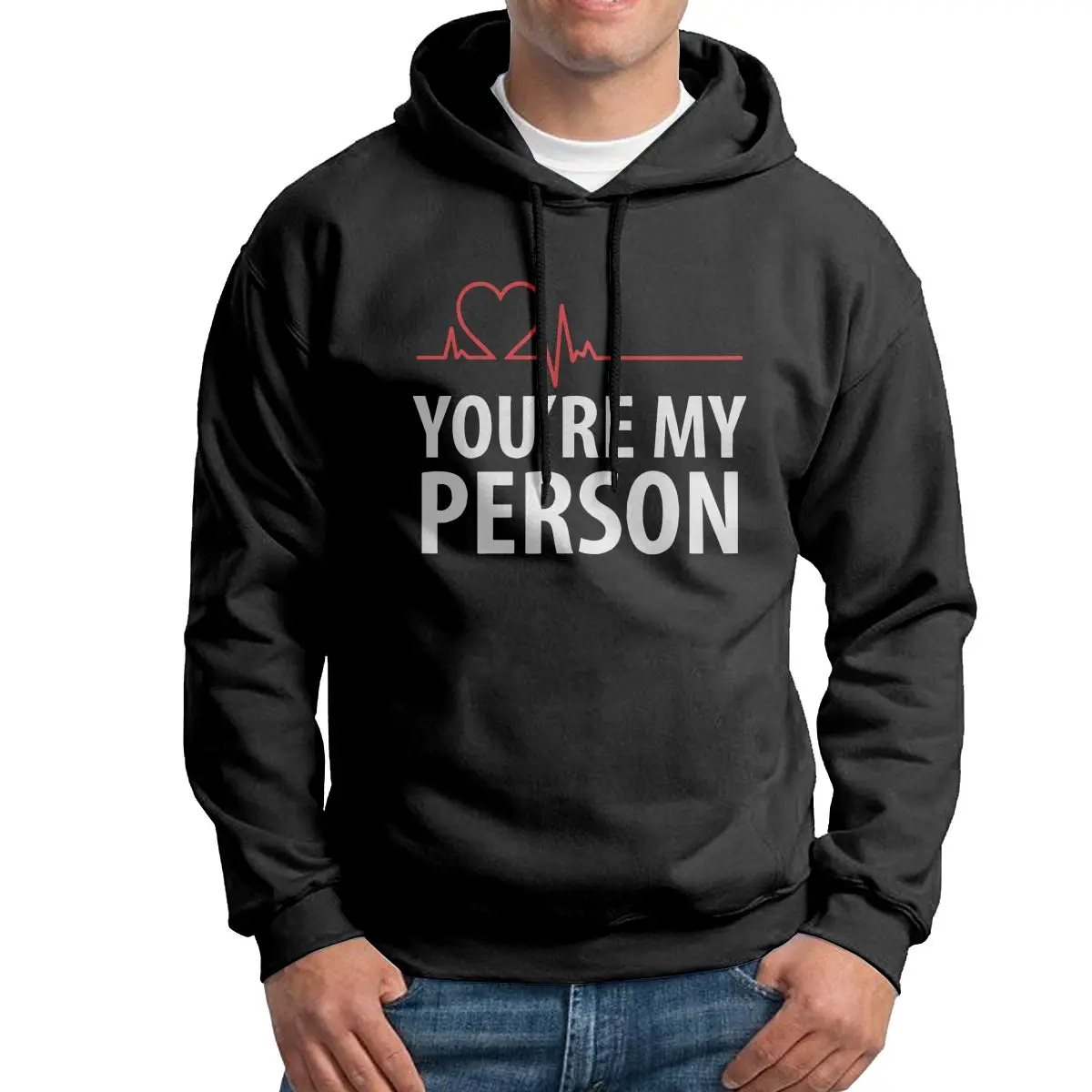 

Толстовка You Are My Person с изображением сердцебиения, потрясающая толстовка из чистого хлопка, серая толстовка, рубашка