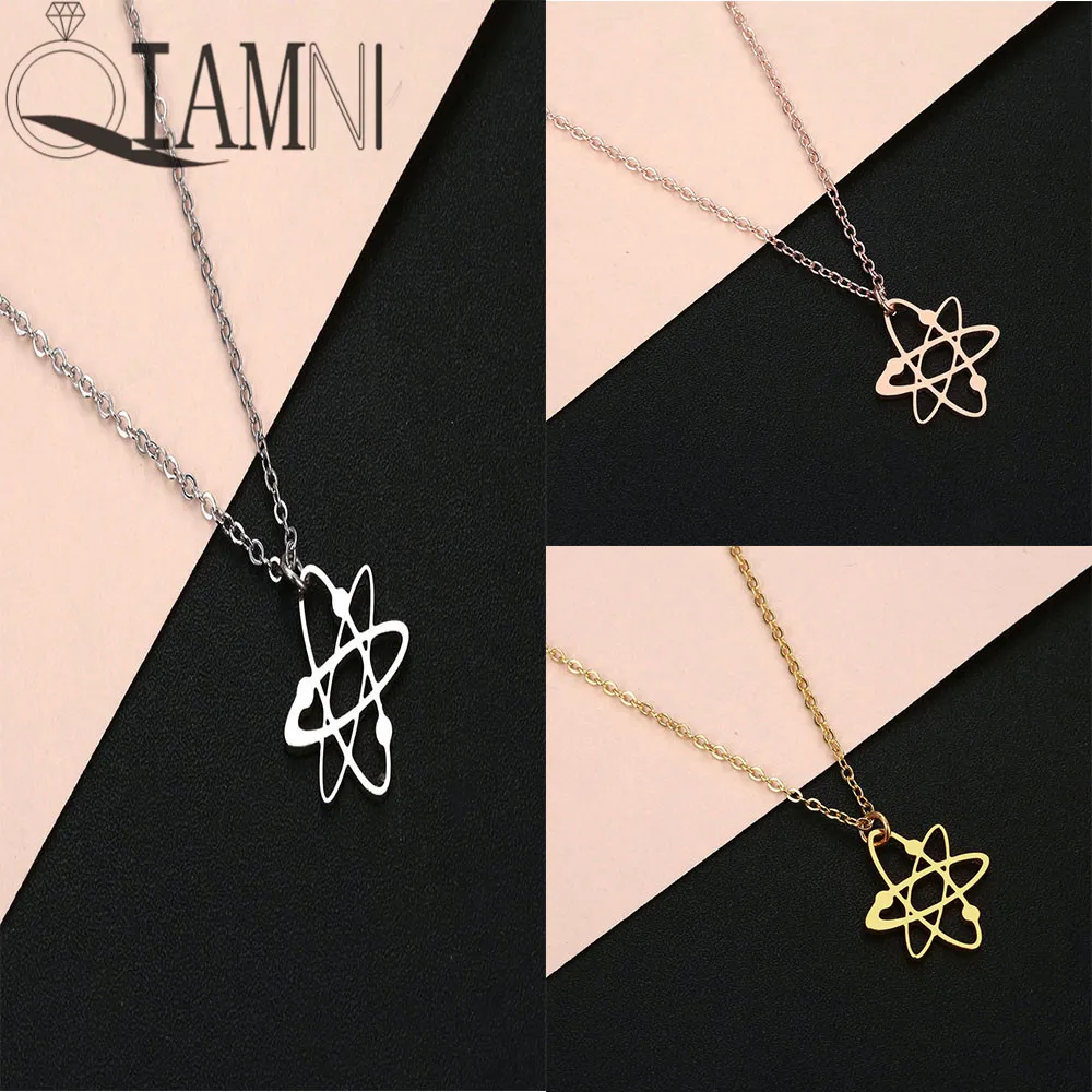 QIAMNI ожерелье с двойным рогом и фазой луны Кулон геометрический полумесяц