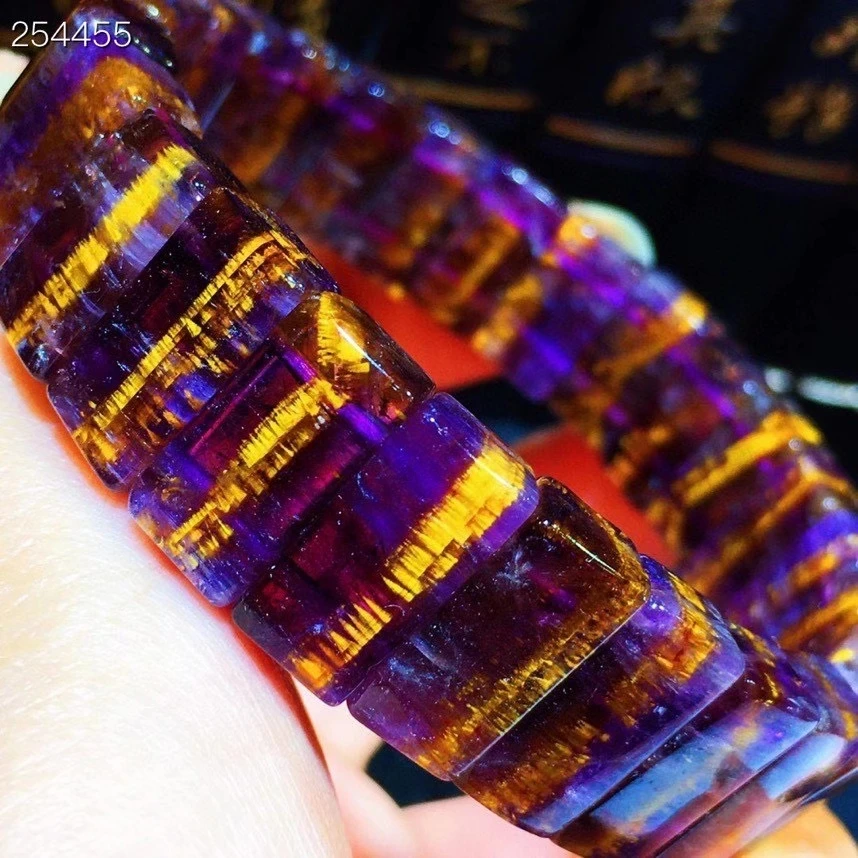 

Genuine Natural Cacoxenite Rutilated Quartz Auralite 23 Bracelet 17.6x9.8x6mm Clear Beads Women Men Genuine AAAAAA