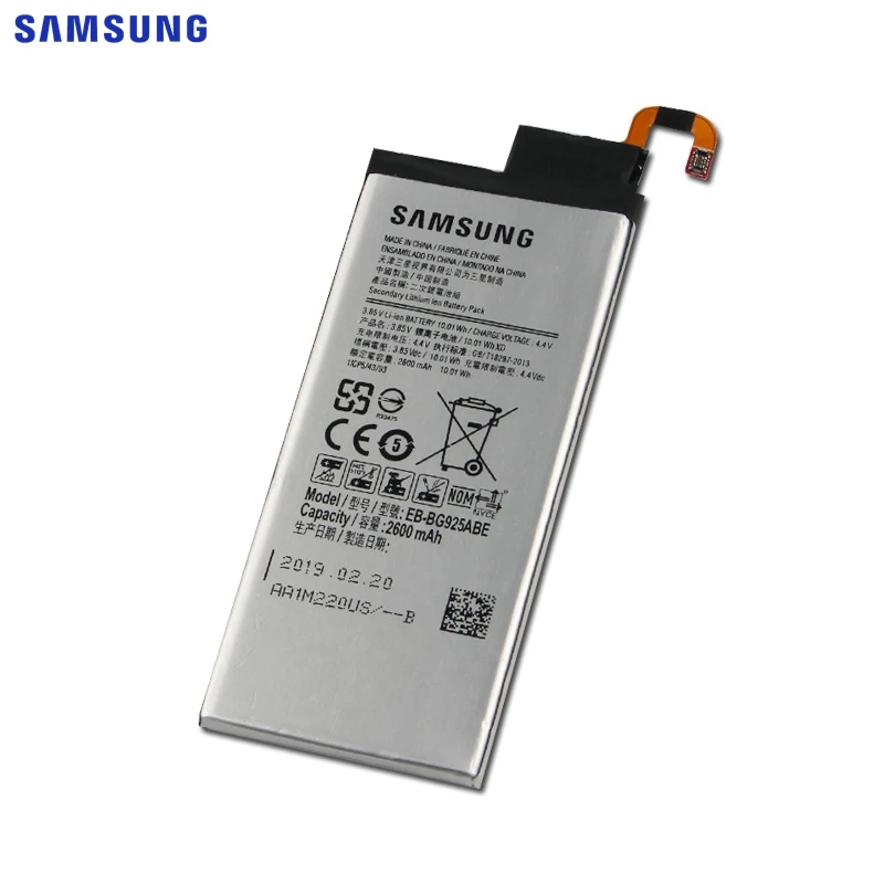Оригинальная батарея samsung EB-BG925ABA для samsung GALAXY S6 край G9250 SM-G925l G925F G925L G925K G925S G925A G925 S6Edge 2600 мА-ч