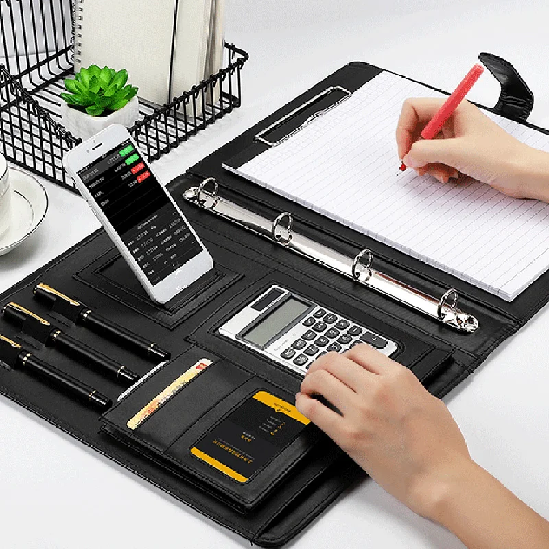 ПУ кожа A4 файл блокнот Презентация папка портфолио с калькулятором для бизнеса