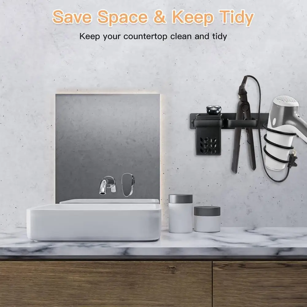 

Wall-mounted bathroom special storage rack multi-purpose aluminum multi-function waterproof household hair dryer bracket