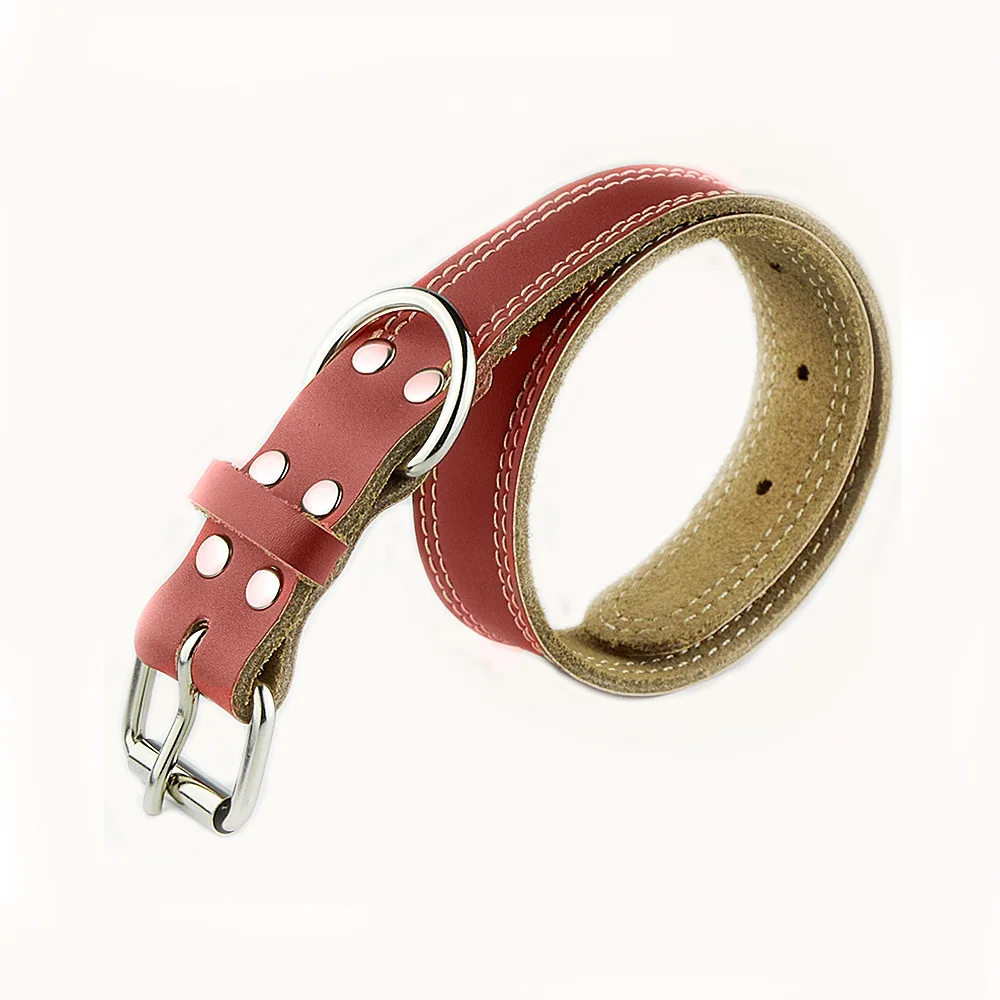 

Cowhide Leather Pet Collar Dog Training Chain Strong Durable Dog Neck Sleeve Anti Impact Training Belt Nail Dog Collar ZA439