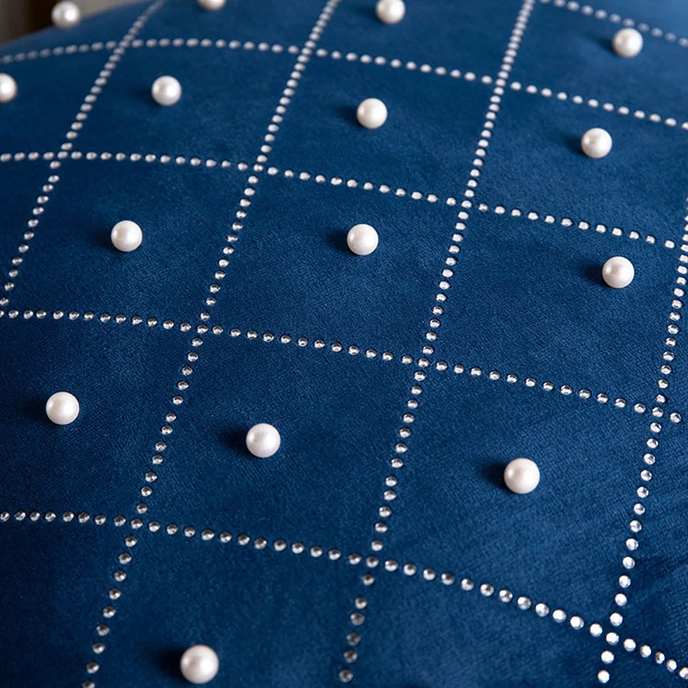 

Luxury Embroidery Plaid Multiple Colour Velvet Fabric Cushion Throw Pillow Cover Bed Sofa Pearl Grid Home Decoration