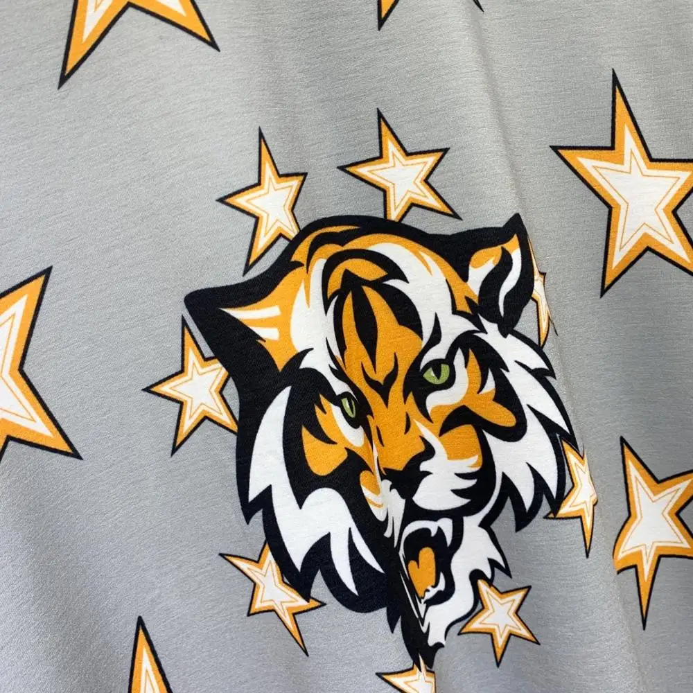 

Men's 100% Cotton t-shirt with tiger & star print Short-sleeved T-shirt PP|420261518