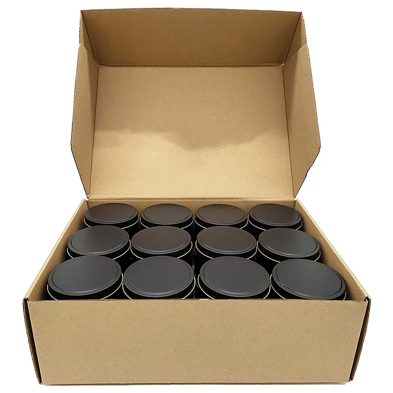 HOT-Candle Tins, 24 Piece, 4 Oz Metal Candle Containers for Making Candles, Arts & Crafts, Dry Storage,Black
