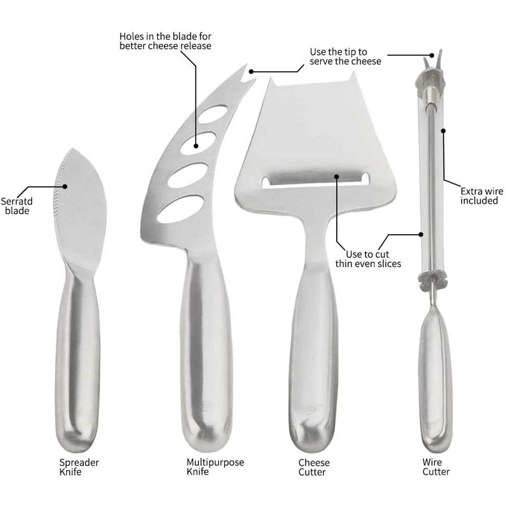 4 шт. Набор ножей для сыра лопатка резак и вилка из нержавеющей стали набор