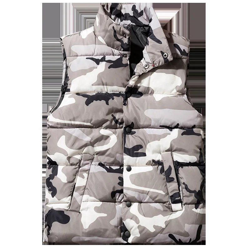 

2021 Men's Trendy Stand Collar Camouflage Printing Horse Youth Autumn and Winter down Cotton Casual Vest