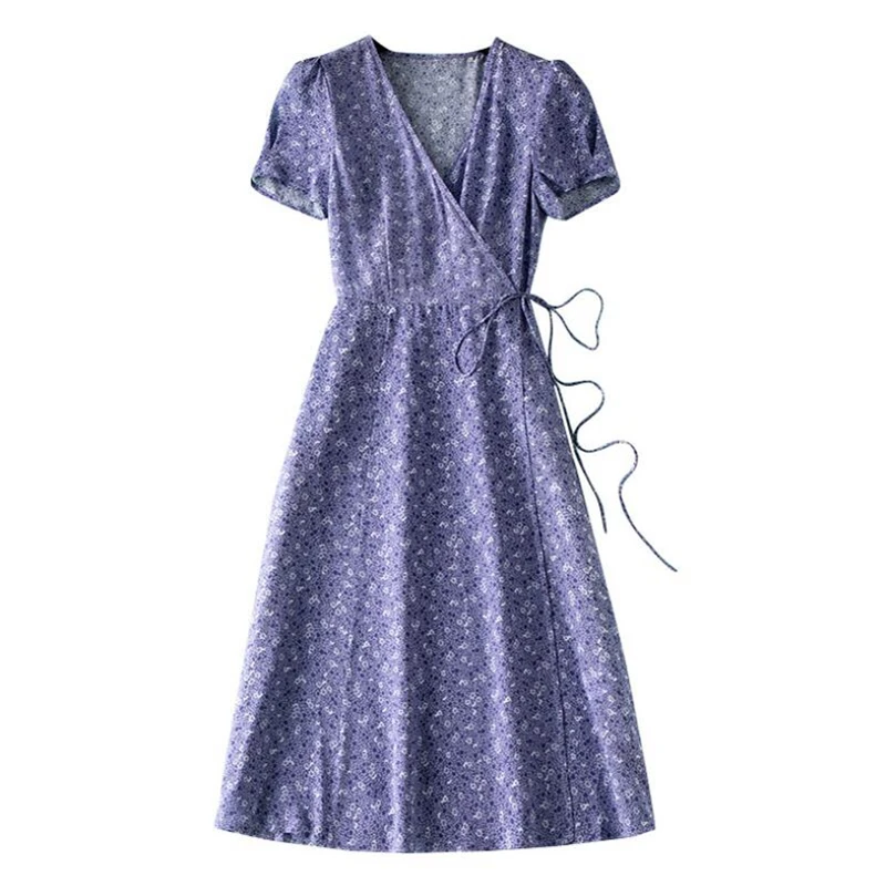 Женское пляжное платье средней длины повседневное винтажное с цветочным принтом