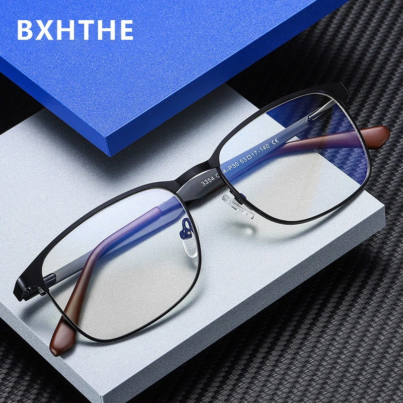 2020 Мужские Роскошные Металлические очки оправа квадратные черные оптические для