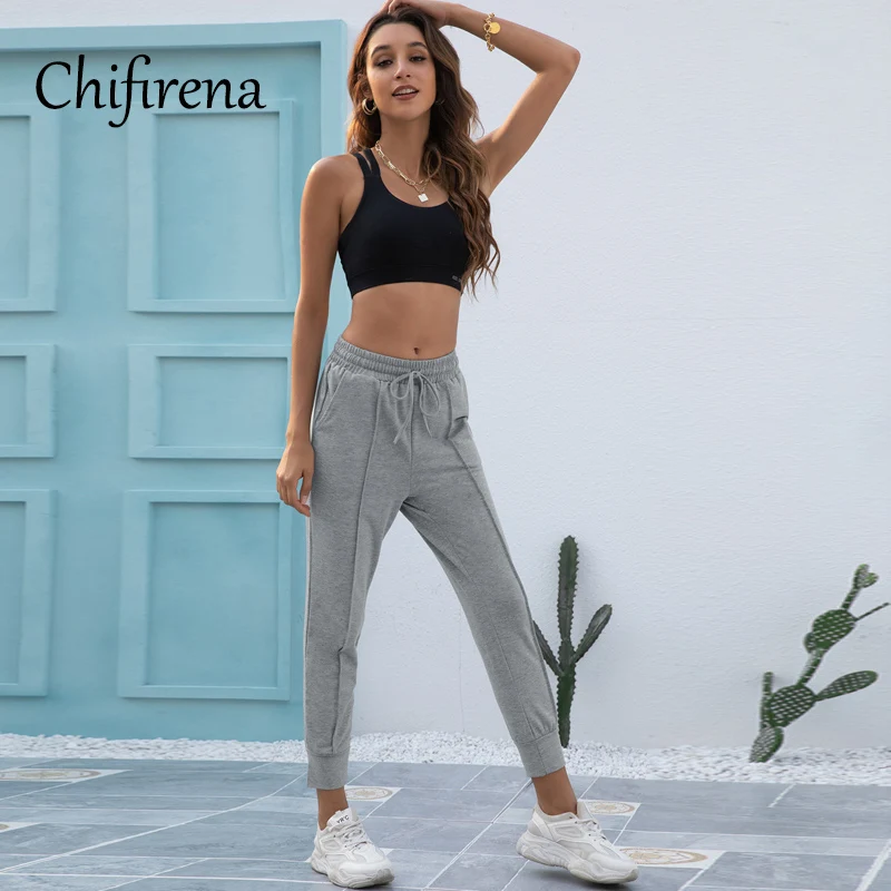 Брюки Карандаш Chifirena Женские повседневные спортивная одежда с завышенной талией