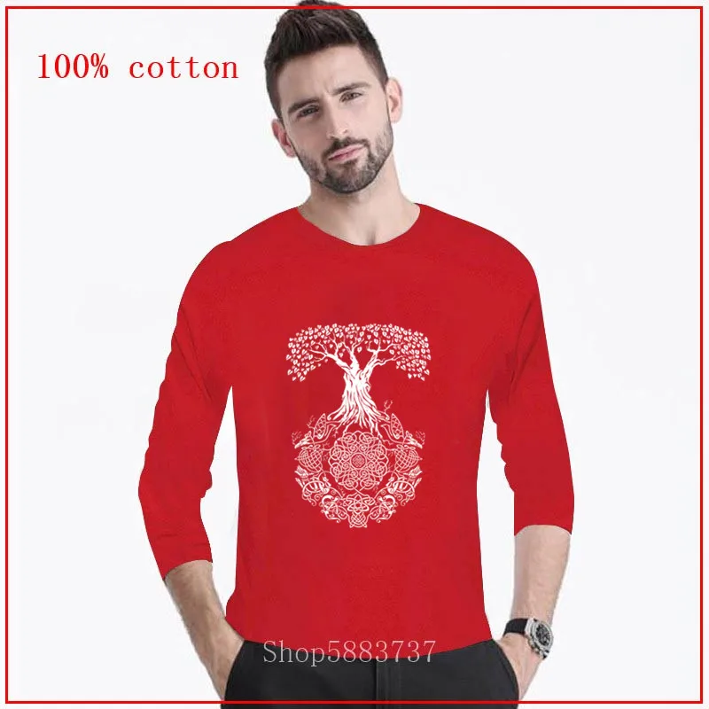 Новинка Vikings Valhalla Odin Yggdrasil Tree Of Life Мужская футболка Viking хипстерские Футболки с