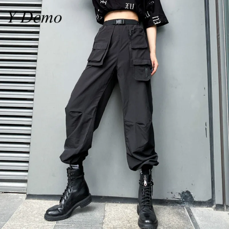 Y Demo повседневные свободные женские длинные брюки с высокой талией и карманами
