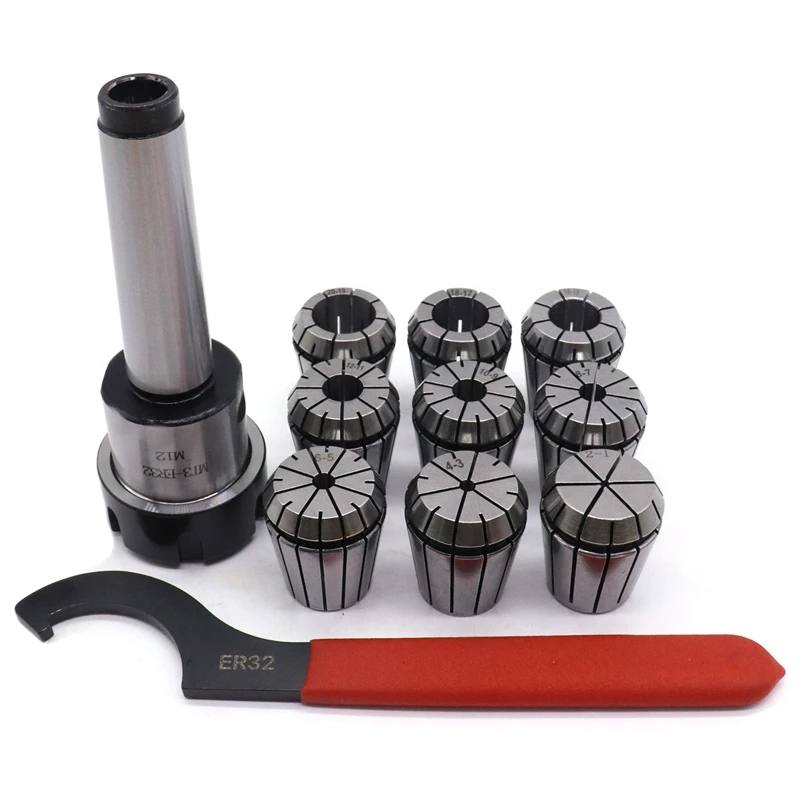 9Pcs Er32 Spring Collets Set 2/4/6/8/10/12/16/18/20Mm + 1Pcs Mt3 M12 Collet Chuck Morse Taper Holder Power Tool | Инструменты