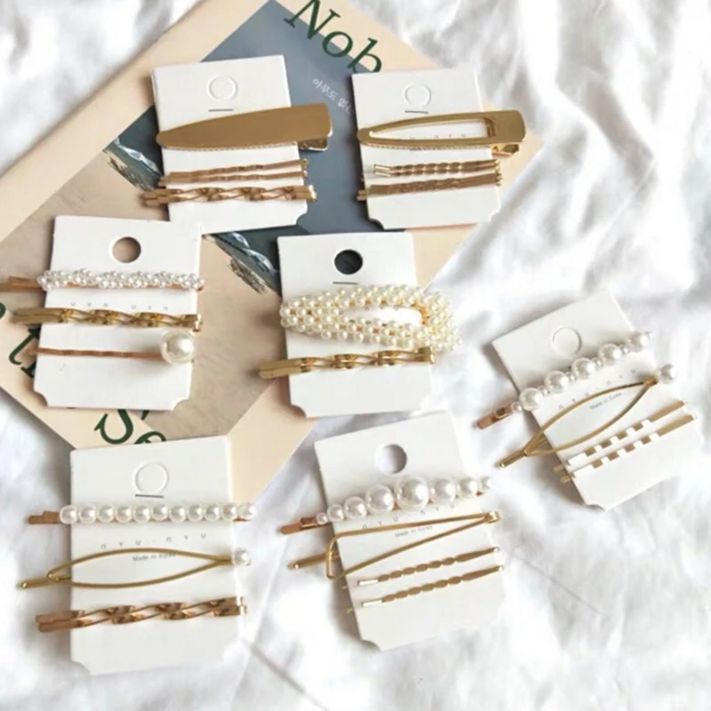 3 шт./компл. металлическая женская заколка для волос с жемчугом аксессуары