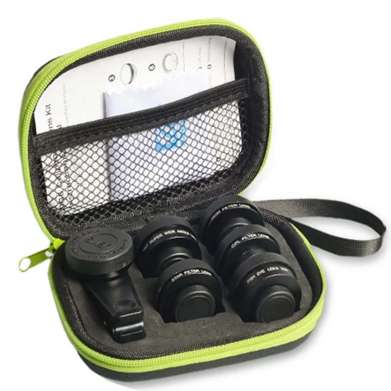 

APEXEL New 6In1 Kit Camera Lens Photographer Mobile Phone Lenses Kit Macro Wide Angle Fish Eye CPL Filter for iPhone Xiaomi Mi9