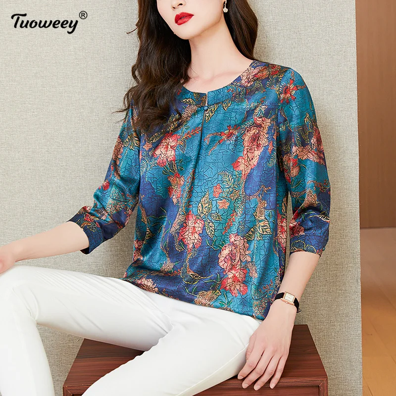 

Women Shirts and Blouses loose autumn 2021 Feminine Blouse Top Long Sleeve Casual floral o-neck OL Style Women Tunic Blusas