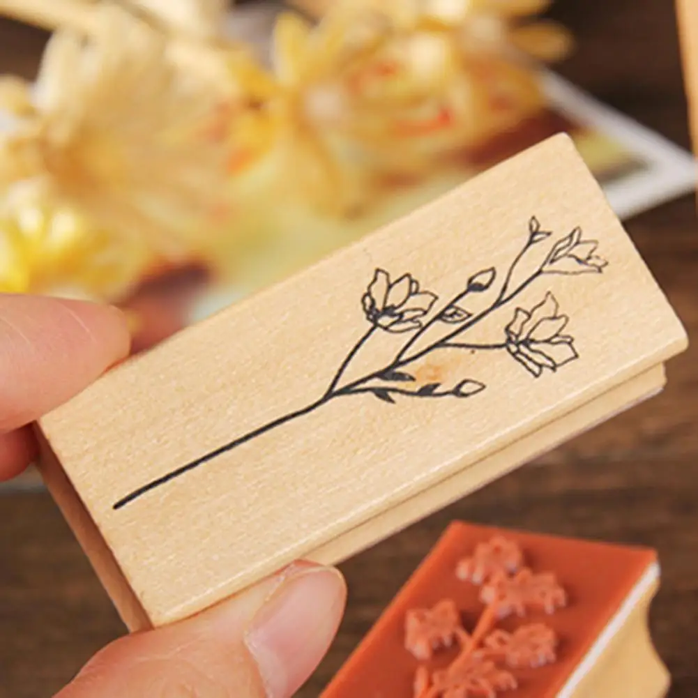 

HOT SALES!!!Stamp Plant Pattern Sturdy Wood DIY Scrapbooking Decorative Seal for Craft